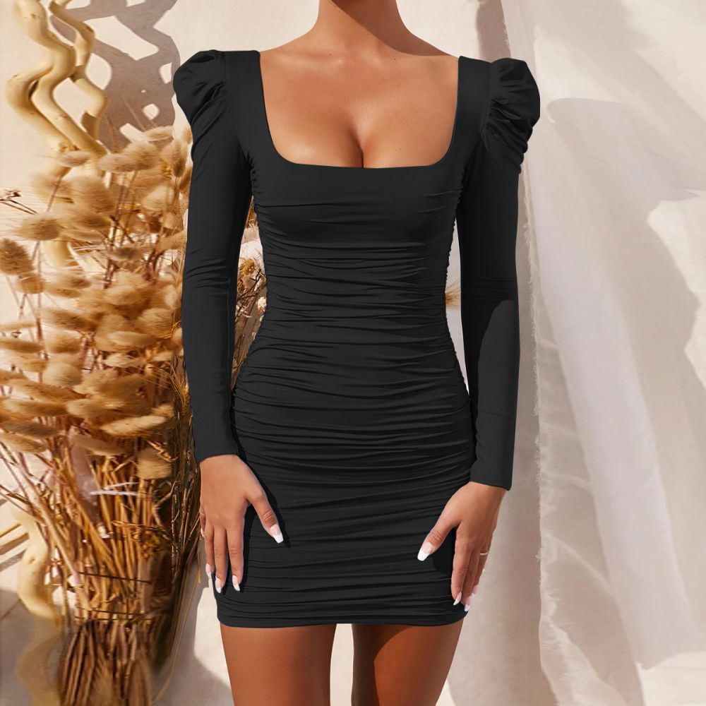 Vestido Curto Manga Longa preto