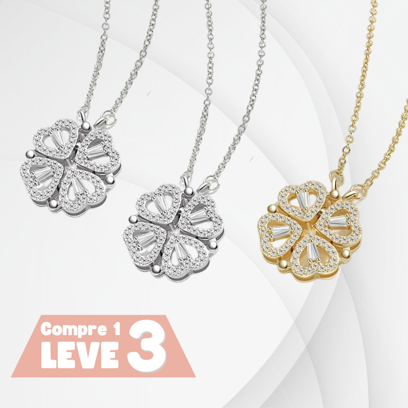 Colar Trevo de Coração Banhado em Ouro 18K [COMPRE 1, LEVE 3]