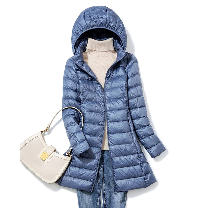 Jaqueta Puffer Longa azul