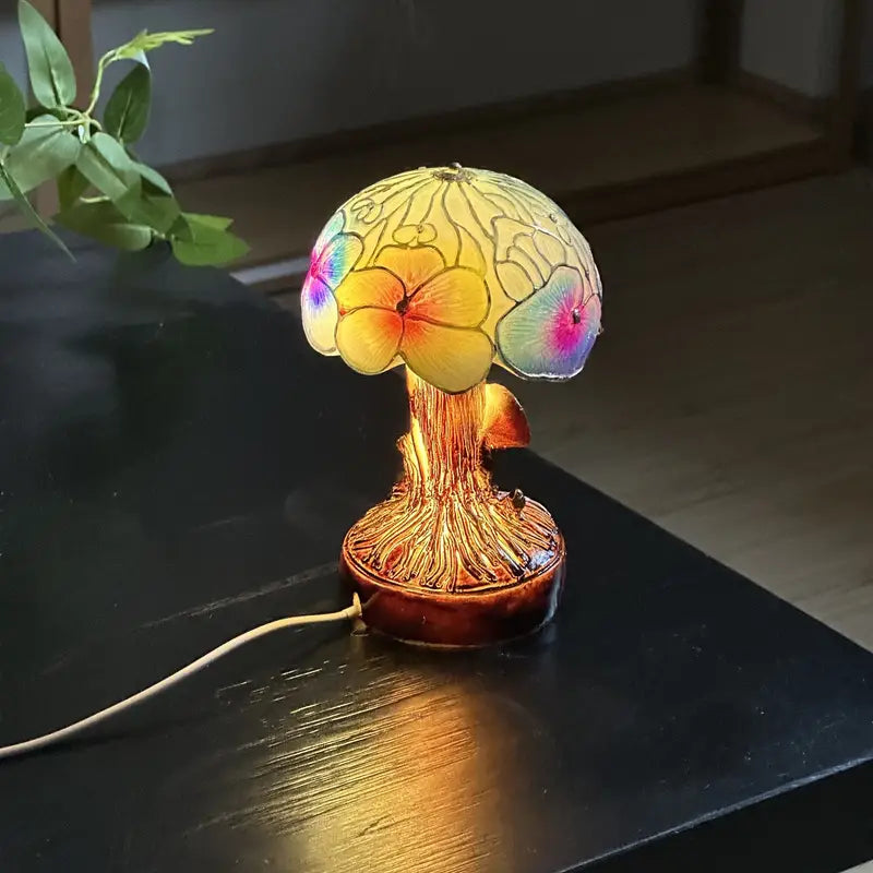 Luminária Boho Chic de Cogumelo e Flores
