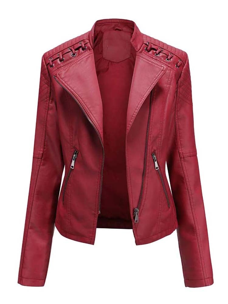 Jaqueta de Couro Feminina vermelho
